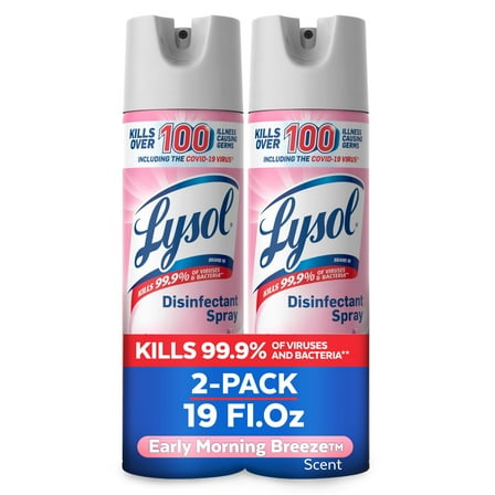 2 x - Lysol Disinfectant Spray, Sanitizing And Antibacterial Spray, For Disinfecting And Deodorizing, Early Morning Breeze, 19 Fl Oz (Pack Of 2), Packaging May Vary