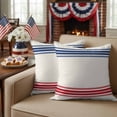 thumbnail image 5 of 2 Pack Outdoor Waterproof Throw Pillow Covers,Independence Day Red Blue Stripe Decorative Square Patio Pillowcases for Chair Couch Sofa 18x18in, 5 of 9