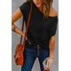 thumbnail image 3 of ABPHQTO Camiseta negra con bolsillos y aberturas laterales para mujer, 3 of 5