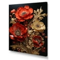thumbnail image 2 of Designart "Metallic Glow of Bronze Poppies I" Floral Canvas Wall Art - Traditional Red Poppies Hallway Wall Art Decor, 2 of 6