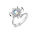 thumbnail image 1 of Anillo giratorio de girasol con apertura de alivio de presión europea y americana, anillo de apilamiento ajustable, joyería de rueda universal, oro blanco, 1 of 4