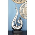 thumbnail image 3 of 9" x 21" Silver Ceramic Abstract Sculpture with Black Base, by DecMode, 3 of 16