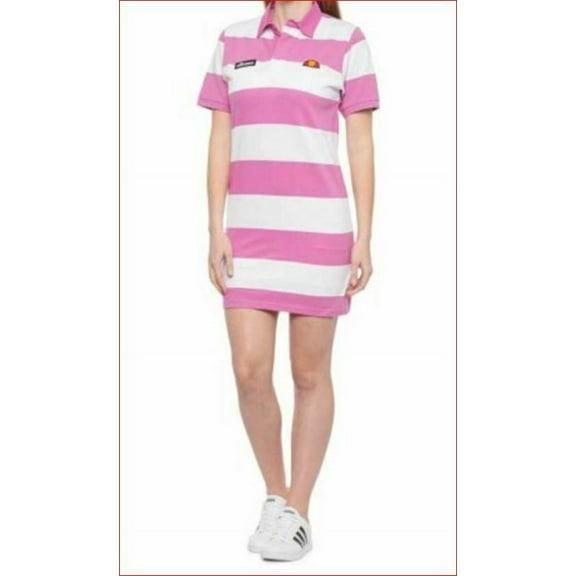 new Ellesse women polo Mandel dress SGA07766 pink white striped cotton sz XS $65