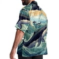 thumbnail image 3 of Whale Men's Short Sleeve Poplin Shirt, Button Down Casual Summer Beach Printed Unisex Shirt, 3 of 6