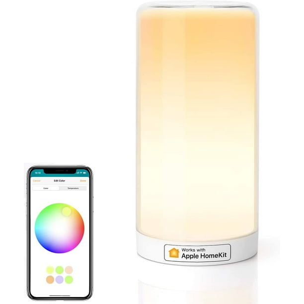 Lampara de mesa Meross Smart WiFi soporte Apple HomeKit Siri Amazon Alexa Google Assistant y SmartThings blanco sintonizable y multicolor