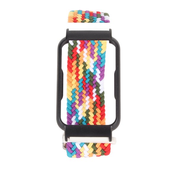 BIMZUC Watch Band Strap with Case Elastic Weaving Adjustable Replacement Wristbands for Oppo Free (10 inches / 25.4 cm), Colorful / Black