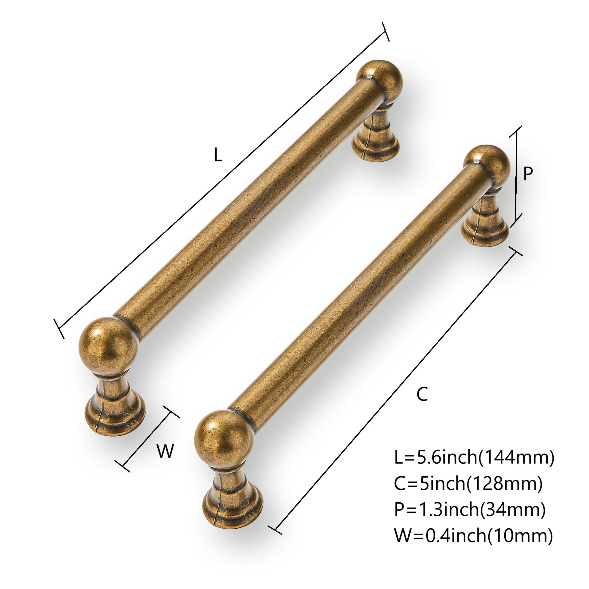10 Pack 1 Inch Vintage Ball Brushed Brass Cabinet Knobs Kitchen Cabinet Hardware Brushed Gold Drawer Knobs Pulls for Drawers.