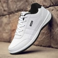 thumbnail image 4 of Men's White Low-Top Sneakers - Suitable for Casual,, Gym, All-Season Wear - All-Terrain Traction Lace-Up Sneakers ，Upper & Non-Slip PVC Sole, Soft Cushioned Comfortable Round Toe Low-Top Skate Shoes, 4 of 9