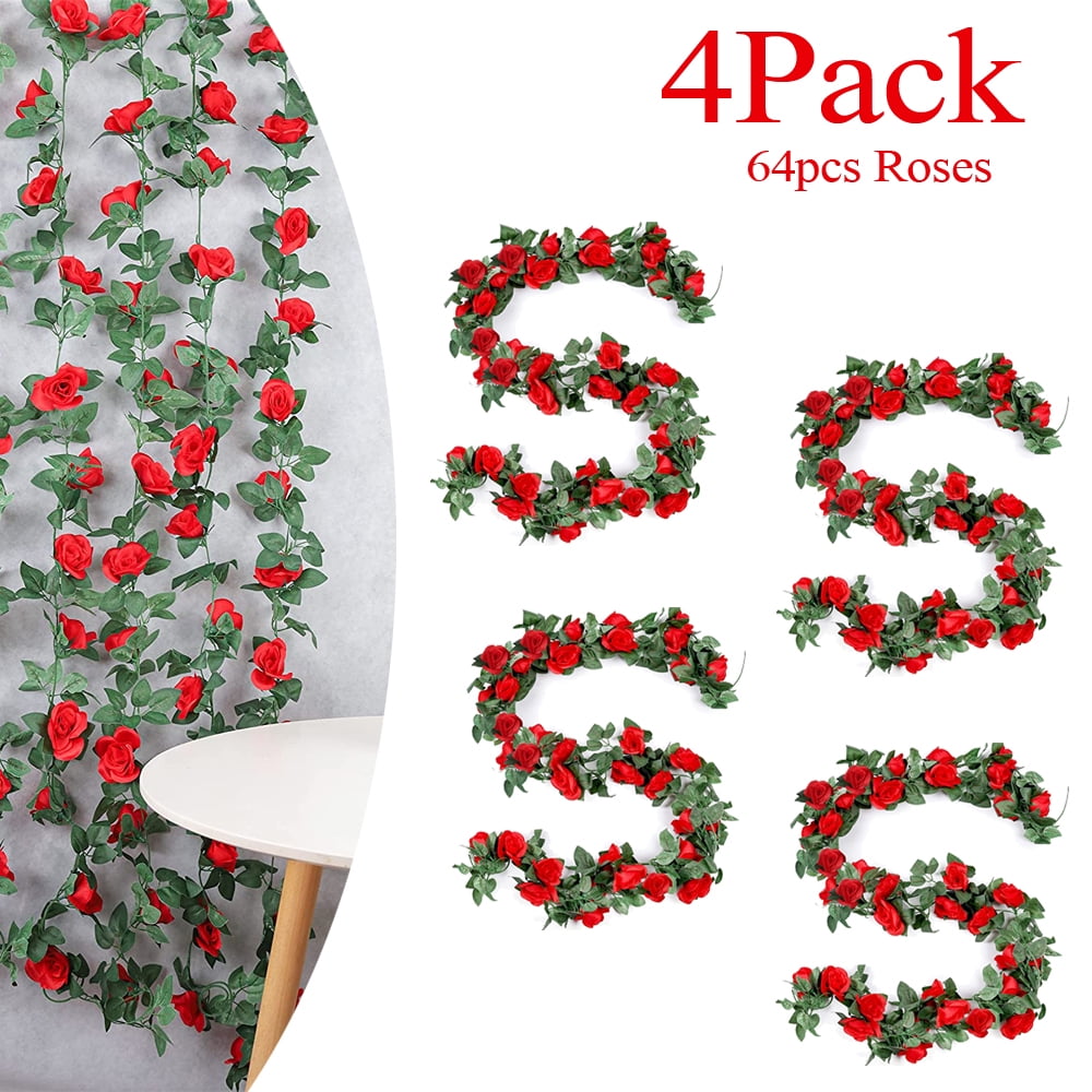 Rose Garlands Artificial Rose Vines Fake Flower Garlands with Greenery