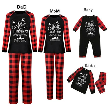 

Family Christmas Pjs Matching Sets Deer Pattern Tops Checked Plaid Pyjama Baby Adults Kids Xmas Sleepwear Set