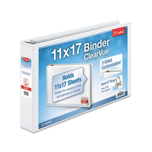 ClearVue Slant-D Ring Binder 3 Rings, 2" Capacity, 11 x 17, White