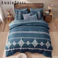 thumbnail image 4 of Amberspace Embroidery 7-piece Bed in a Bag Comforter Set with Sheets,Navy,King, 4 of 8