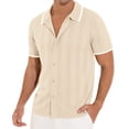 thumbnail image 3 of Iceglad Men's Casual Button Down Shirt Short Sleeve Vintage Clothes Knit Polo Shirts Summer Beach Shirts, 3 of 8