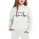 thumbnail image 3 of Conjunto de sudadera con capucha de manga larga para niños con estampado en forma de corazón y pantalones deportivos con lazo en las piernas, conjunto deportivo informal de dos piezas para niños, poli, 3 of 5
