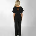 thumbnail image 6 of Ettsollp Women Jumpsuit with Lace-up Belt Wide Leg Short Sleeves Pure Color O Neck High Waist Outfit Casual Formal Long Romper Outfit, 6 of 8