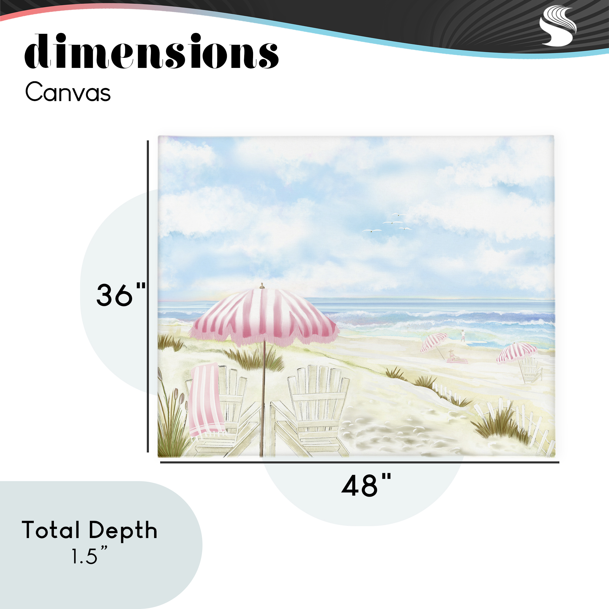 Seascape with Pink Umbrella Canvas Wall Art, design by Lori Mosley