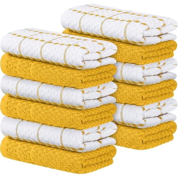 Utopia Towels Kitchen Towels [12 Pack}, 15 x 25 Inches, 100% Ring Spun Cotton Super Soft and Absorbent Linen Dish Towels, Tea Towels and Bar Towels Set (Yellow)