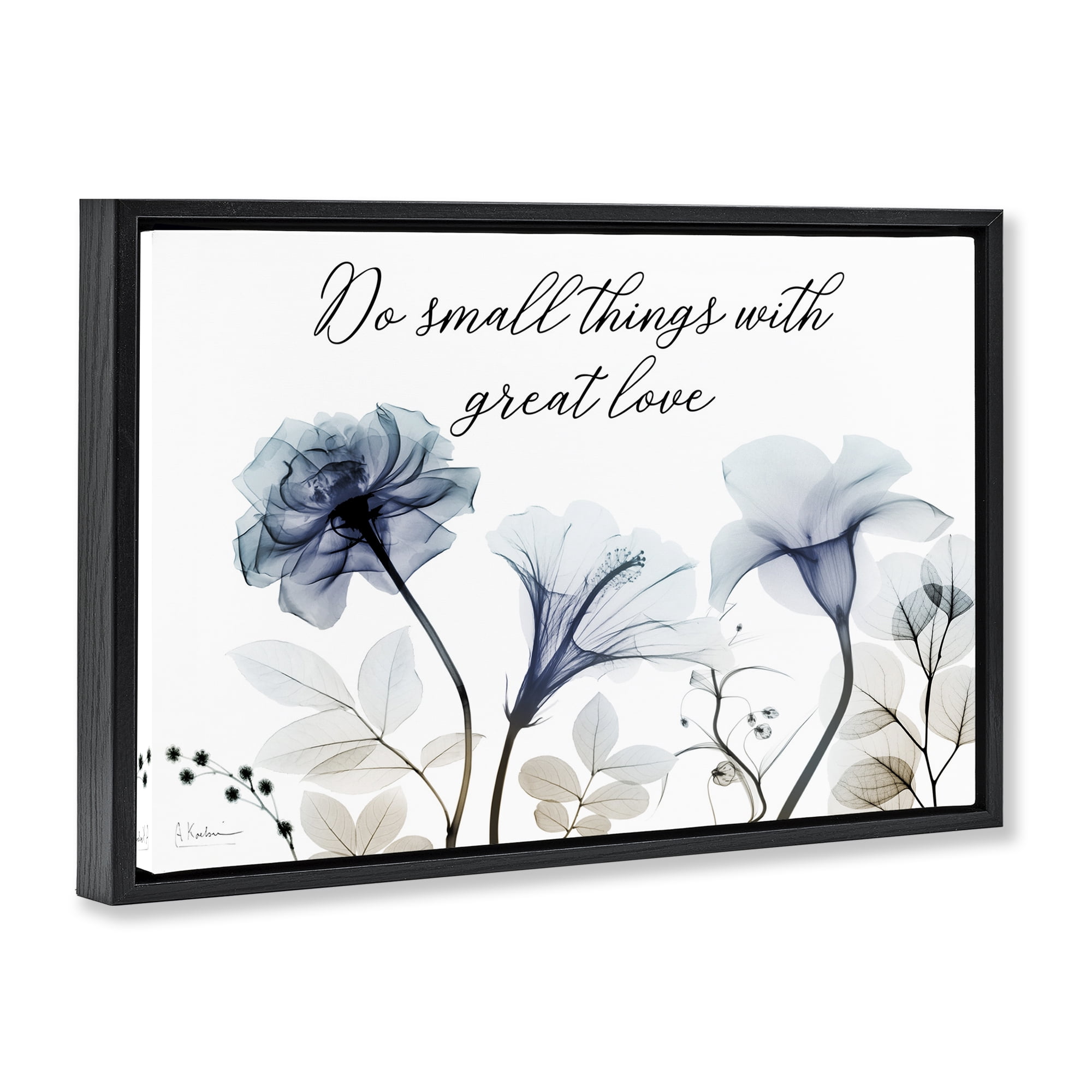 Stupell Industries With Great Love Floral Religious Painting Black Floater Framed Art Print Wall Art, 25 x 17