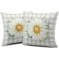 thumbnail image 6 of Spring Floral Pillow Covers 16x16 White Daisy Flower Pillows Cases White and Gray Checked Pillow Covers Spring Home Decor for Indoors Couch Bed Living Room in 2 Pcs, 6 of 6