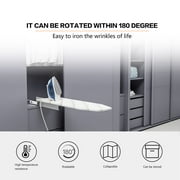 Foldable Rotation Ironing Board, Built-in Cabinet Space-Saving 180 Swivel Wall Mounted Ironing Board with Heat Resistant Cover White