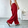 thumbnail image 4 of Admvng Womens Pants with Drawstring Detail Wrap Wide Leg High Waist Trousers, 4 of 5