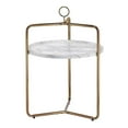 thumbnail image 2 of Home Square Faux Marble and Metal Side Table in White/Gold - Set of 2, 2 of 6