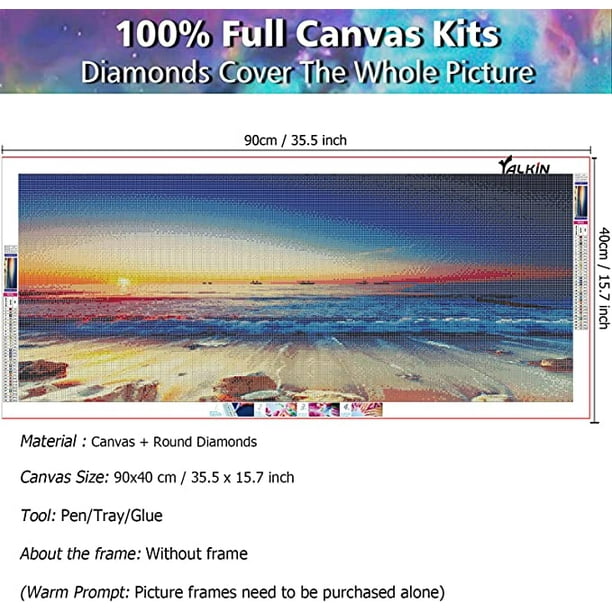 5D Diamond Painting Kits for Adults DIY Large Beach Sunrise Full Round  Drill (35.5x15.7inch) Crystal Rhinestone Embroidery Pictures Arts Paint by  Number Kits Diamond Painting Kits for Home Wall Decor 
