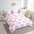 thumbnail image 3 of Manfei Cartoon Pink Bowknot 7 Pieces Bedding Comforter Set for Female Girls Child,Polka Dots Full Bedding Set Lightweight,Kawaii Bow Tie Fitted Sheet Flat Sheet,Super Cozy Room Decor, 3 of 8