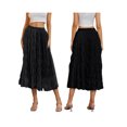 thumbnail image 4 of Raccmtaty Women's Midi Skirts Solid Color Ruched Elastic Waist Skirts Spring Summer Big Swing Casual Tulle Skirts, 4 of 7