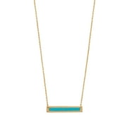 Samie Collection Sterling Silver Turquoise Bar Simulated Gemstone Pendant Necklace in 14K Gold Plating, December Birthstone, Chain - 16+2
