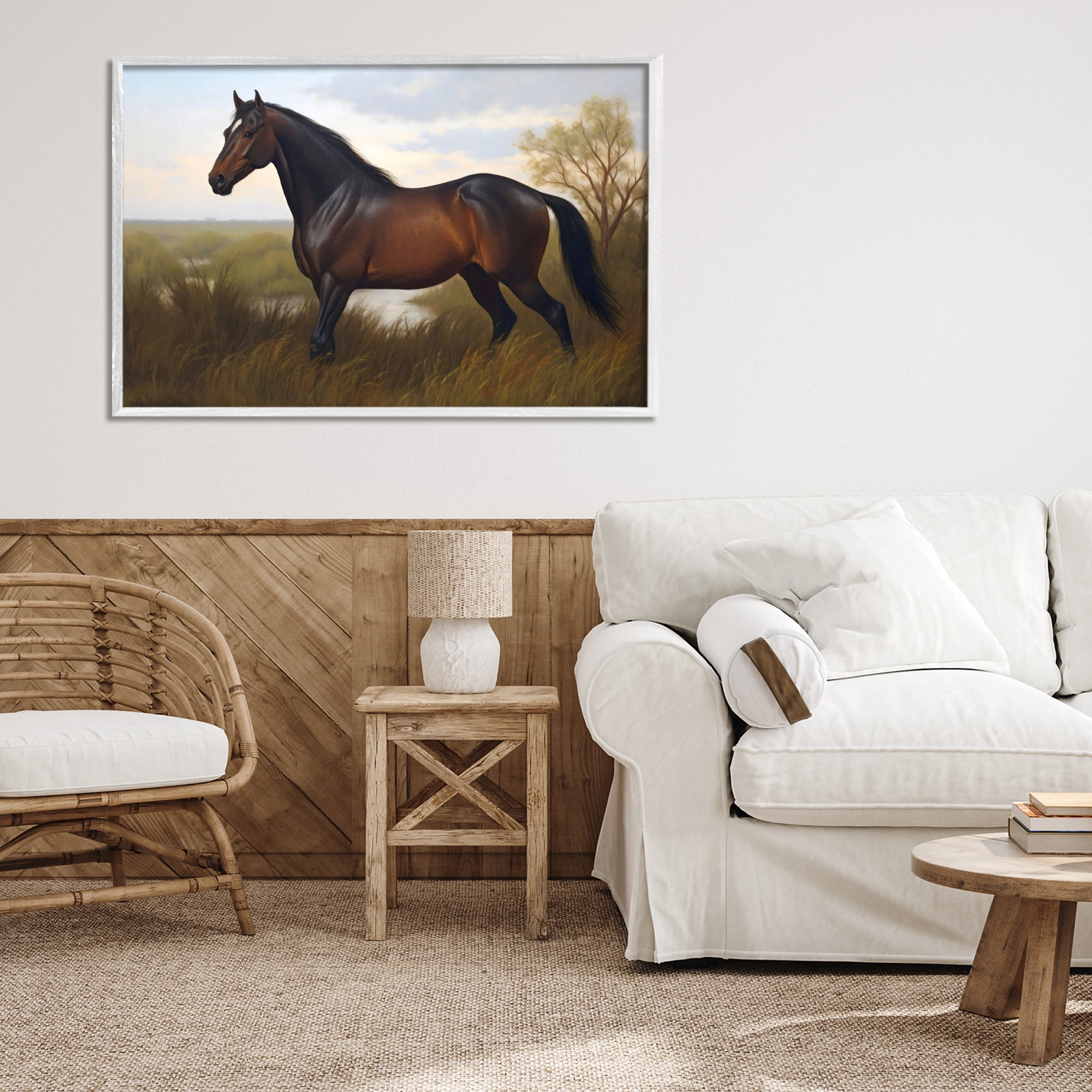 Stupell Industries Stallion in Marshland White Framed Giclee Art, design by Creative Studio