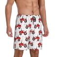 thumbnail image 2 of Balery Red Wheeled Tractors Pantalones cortos de pijama de punto de algodón para hombre con cinturilla y bolsillos-Small, 2 of 6