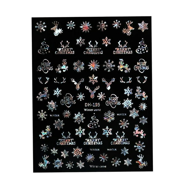 1 hoja de diseño 3D, punta autoadhesiva, pegatinas para uñas, arte de uñas, , calcomanías para uñas, decoración artística de uñas DIY DH-195 Plata Yuyangstore Pegatinas para uñas