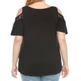 thumbnail image 3 of White Mark Casual Cold Shoulder Lace Trim Knit Blouse, Women's Plus, 3 of 6