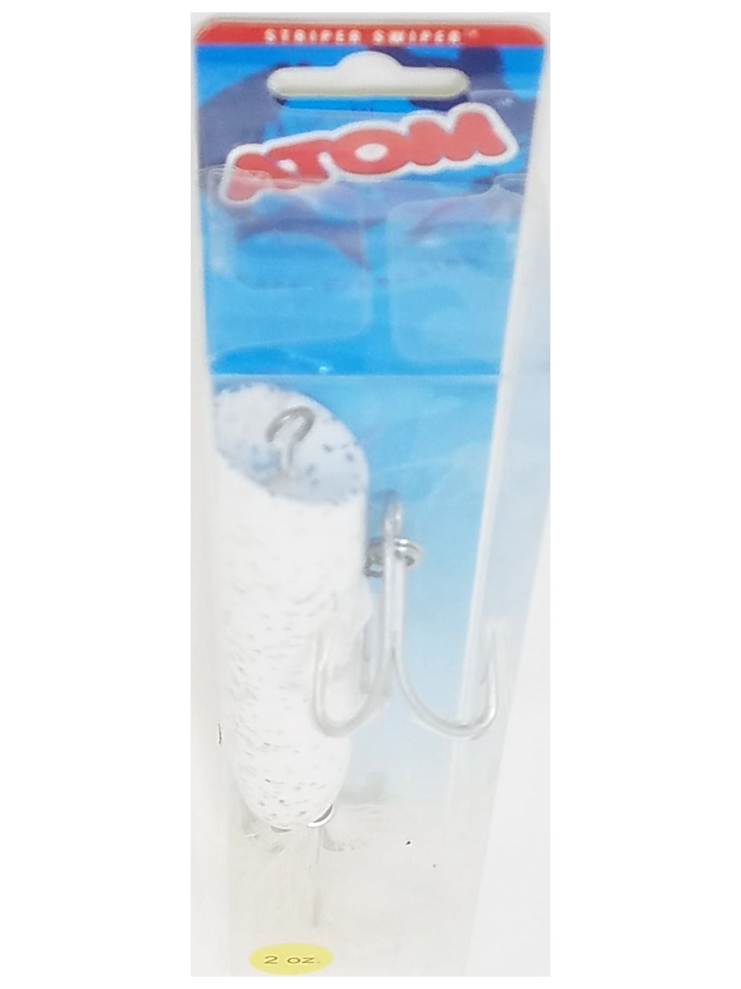 Atom Freshwater 2 oz Striper Swiper, Hard Bait, Top Water, Popper Lure, Silver & White, Lakes