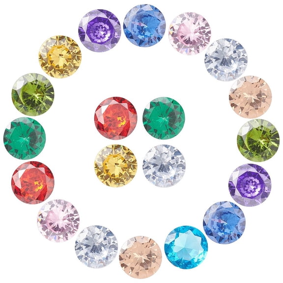 50Pcs 10 Colors Cubic Zirconia Pointed Back Cabochons Faceted Diamond Shape Mixed Color 6x3.4mm 5pcs/color