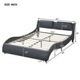 thumbnail image 5 of Euroco Full Size Platform Bed, Upholstered Faux Leather Platform Bed with LED Light for Kids Teens, Black, 5 of 7