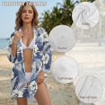 thumbnail image 6 of Xixirimido Tropical Hibiscus Palm Leaf Print Bathing Suit Cover Up for Women V Neck Button Down Swimsuit Coverup Long Sleeve Beach Dress Shirt, Size XL, 6 of 7
