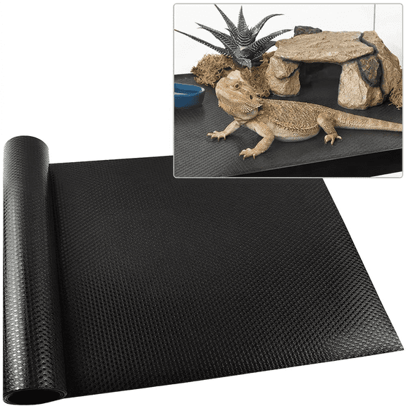 CNDRLEF Reptile Carpet Cut to Fit Textured Black for Bearded Dragon Leopard Gecko Snake Tortoise 17.7 x 79 in 1 Pack