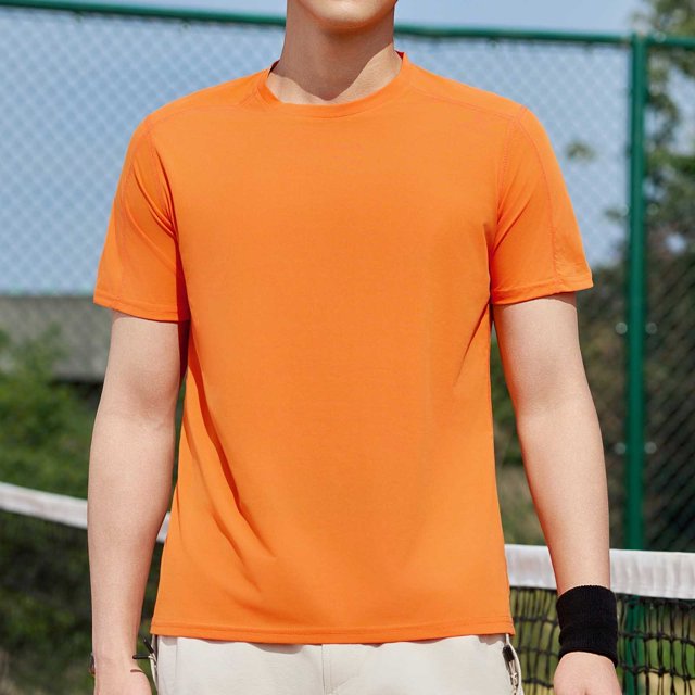 Styesk T Shirts for Man Solid-Color Casual Elastic Sports Short Sleeved Round-Neck Blouses