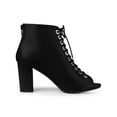 thumbnail image 7 of BLISSFUL STEP Women's Peep Toe Lace Up Block Heel Ankle Boots, 7 of 7