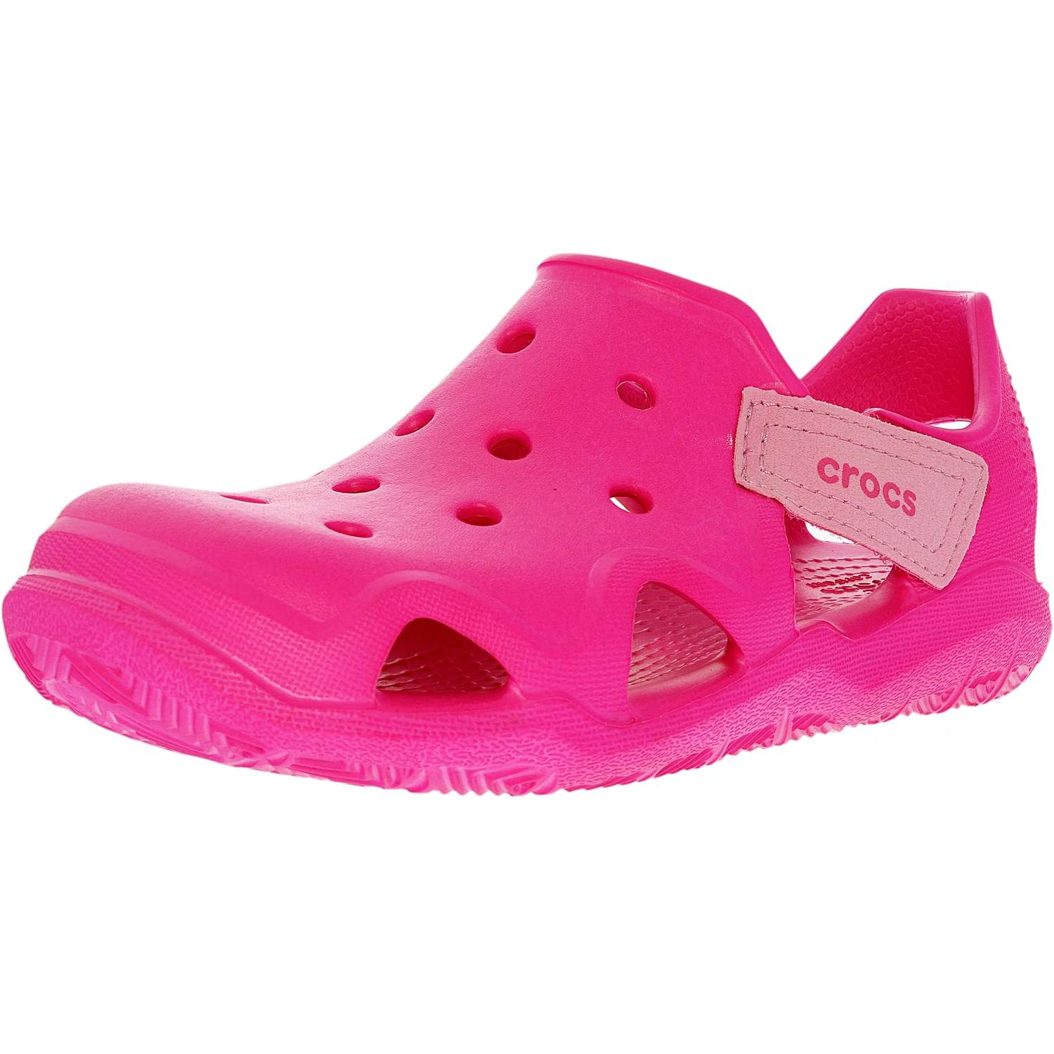 neon magenta crocs