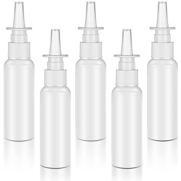 5 Pack Refillable Plastic Nasal Spray Bottle with Fine Mist Sprayer