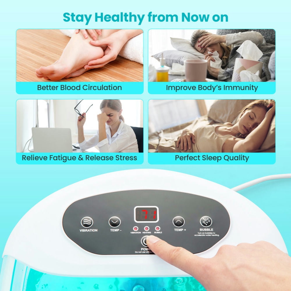 Yardi Yard Foot Spa Massager Tub with Removable Pedicure Stone and Massage Beads-Turquoise, Massage Gun