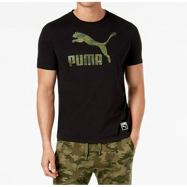 PUMA - Puma NEW Solid Black Mens Size Medium M Camo Logo Graphic Tee T ...