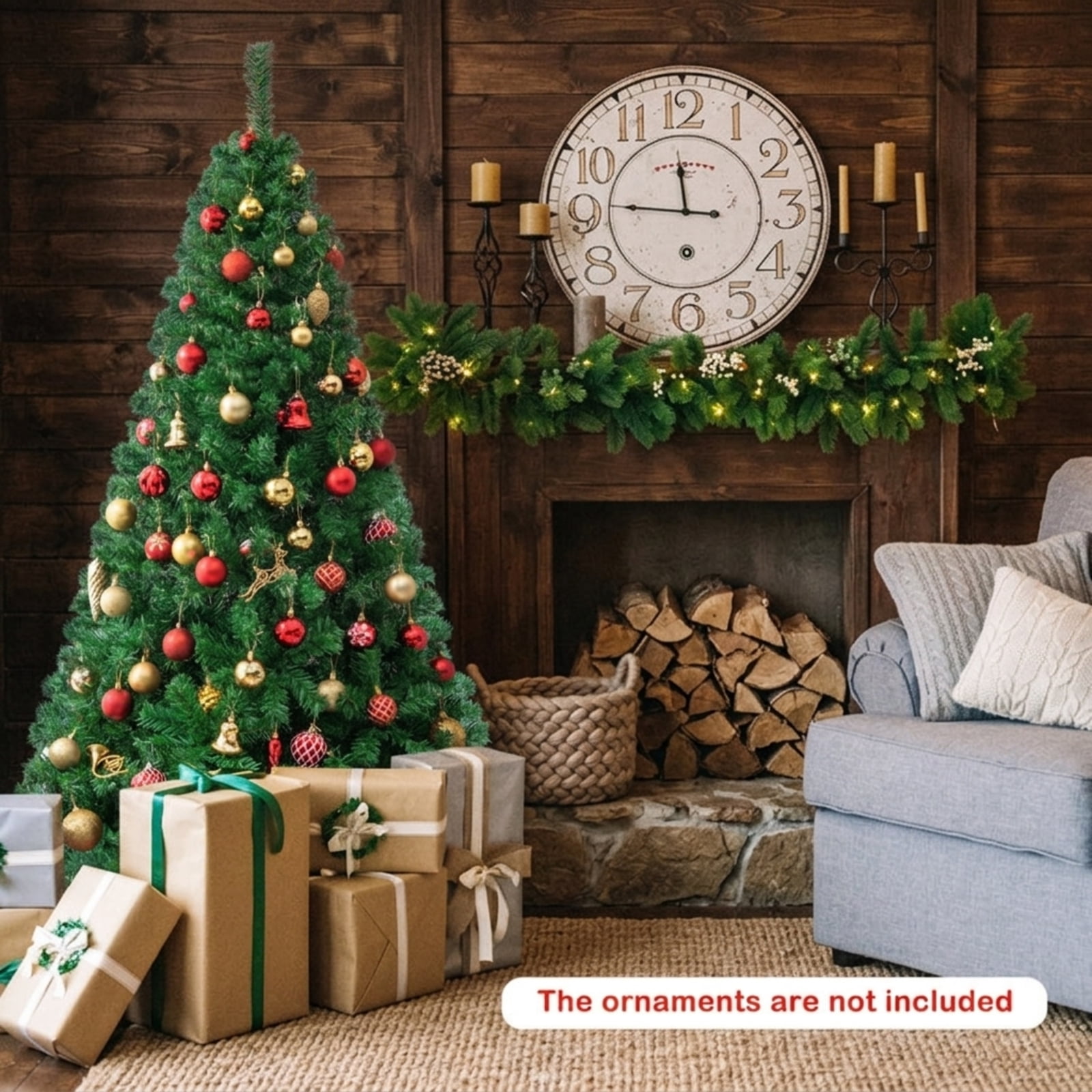 RUIE, 6 ft, Artificial Christmas Tree, with Metal Stand, 650 Branch Tips, Green Holiday Xmas Tree for Indoor Home Office Decoration