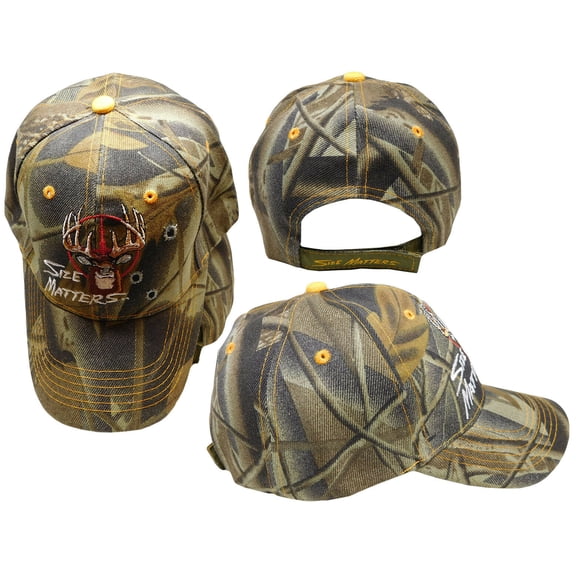 Hunter Hunting Size Matters Buck Deer Camo Bullet Holes Embroidered Cap Hat