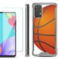 thumbnail image 1 of Shockproof Bumper Phone Case for Samsung Galaxy A52 5G, with Tempered Glass Screen Protector, by OneToughShield ® - Basketball, 1 of 3