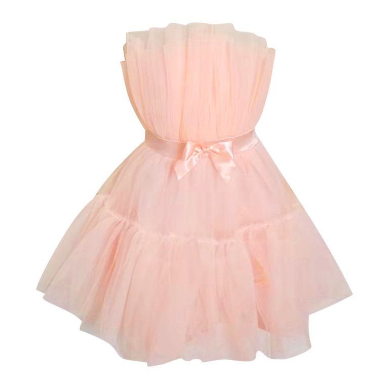 open lace back dress Hot Pink A-line Short Puffy Tulle Party Dress Cocktail – jkprom main image 1