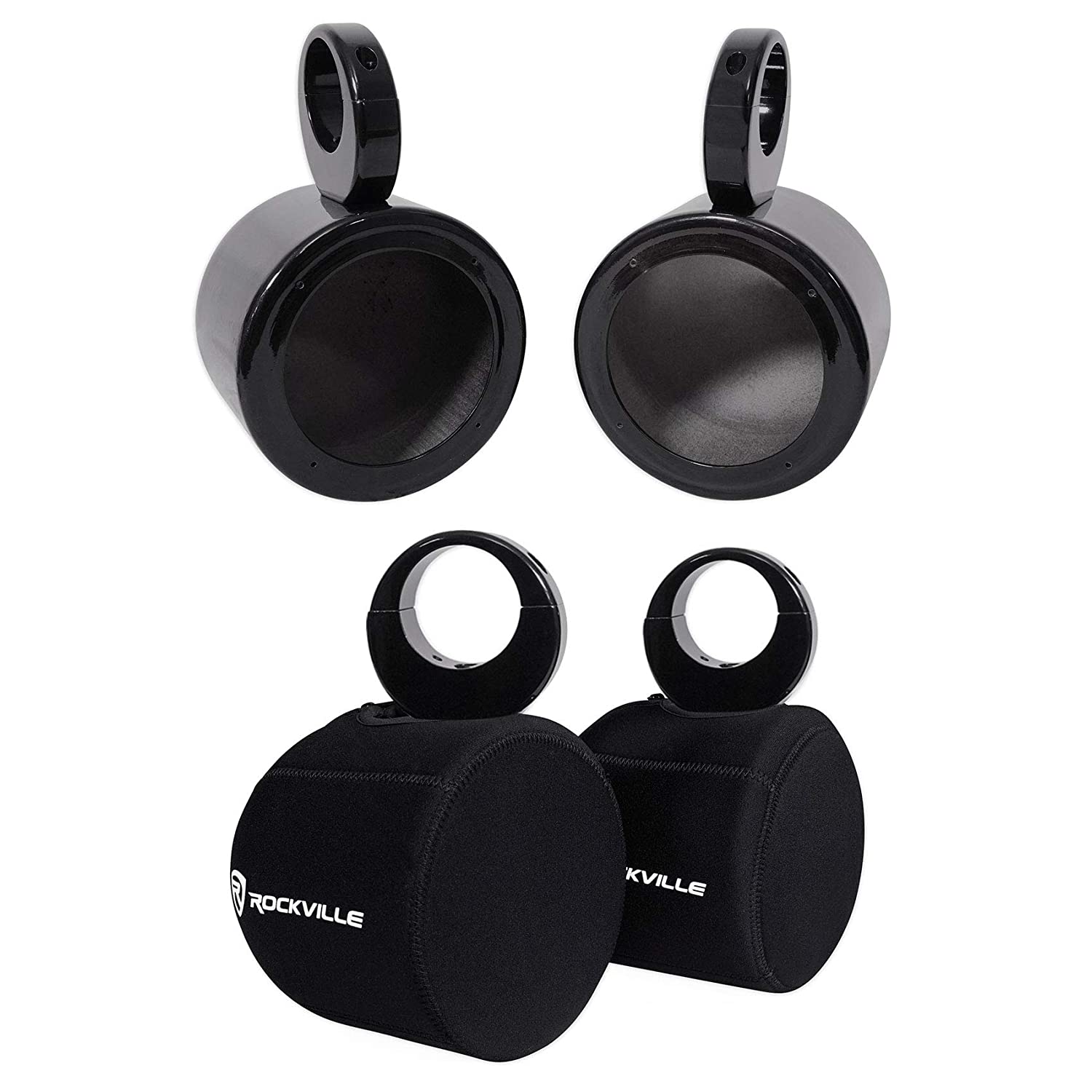 (2) Rockville 5.25" Black Marine Wakeboard Tower Speaker Pods
